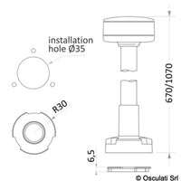 360° wireless white light pole 60cm - Black Plastic Base