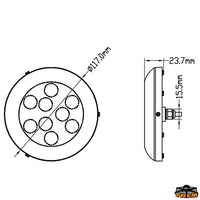 LED underwater light for hull platforms and transom BLUE colour round 9 LED - Volts 10-30 - LED W 9x3 - Lumens 270 - K- [L4475119]