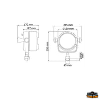 Halogen high-beam light fitted with pulpit coupling plug connection - For 22/25 mm tubes - Spare bulb L2212000 - Volts 12 - Watts100 +100 [L2225022]