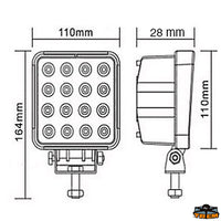 High power waterproof led spotlight 16 led x 3W - Dimensioni mm H164 x L110 x P60 [L2216110]