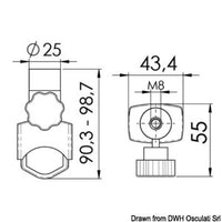 Fixing support for lights 22/25 mm