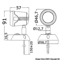 Articulated HI-POWER LED black spotlight 12/24 V