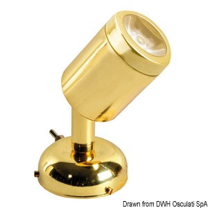 Articulated spotlight polished brass 1 x 3 W HD