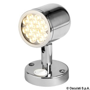 Articulated spotlight polished SS w. switch