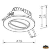 Recessed mounting led ceiling light 344 lumen - Max intensity CD 163 - Cut out mm 64 - CRI >80 - Body ColorStainles steel [L4427079]