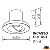 Recessed mounting led courtesy light 8,2 lumen warm white - Power 0,6W - Voltage 10-32VDC - Light source 2835 SMD LED - ColorWarm white 3000K [L4405028]