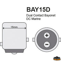 Led bulbs BAY15D with pins out of axis for navigation lights with resin covering - Volts 12/24 - Watt 2,5 - Equivalent watts 20 - LED48 [L4420215]