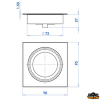 Square halogen spotlight  - Dimensions 85x85 mm - 12V 10W lamp - Light color White [L4400176]