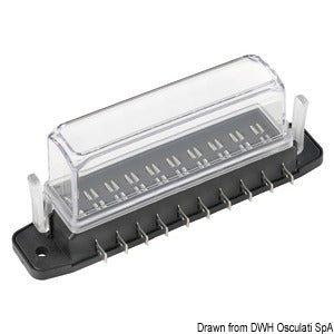 Watertight blade fuse holder deep lid 10 seats