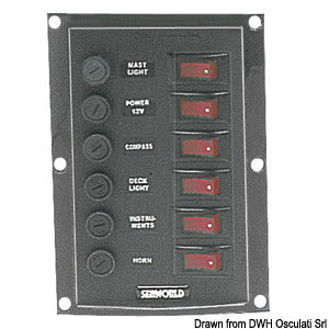 Vertical control panel w. 6 switches