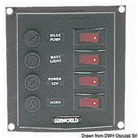 Vertical control panel w. 4 switches