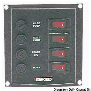 Vertical control panel w. 4 switches