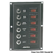 Vertical control panel 6 switches 6 fuses