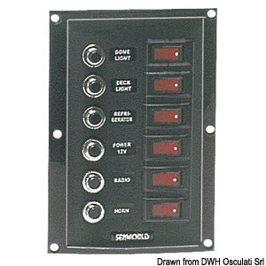 Vertical control panel 6 switches 6 fuses