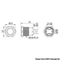 FLAT S.S. switch (ON)-OFF 12 V blue