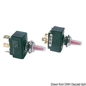 Toggle switch, lighted ON/OFF/ON