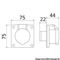 Flush socket/plug w/screw terminals 12/24V