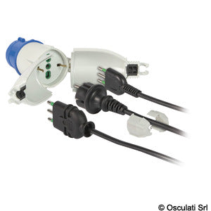 Watertight quayside converter for Schuko sockets