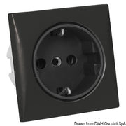 AC socket 220V Schuko type black