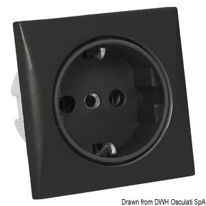 AC socket 220V Schuko type black
