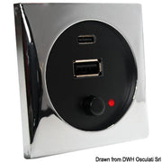 USB port 5 V chromed