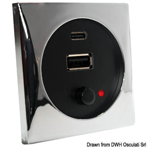 USB port 5 V chromed