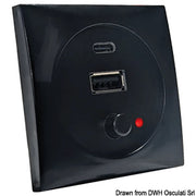 USB port 12/24 V black