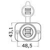 Double USB socket  white rear nut + panel
