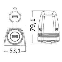 USB socket + casing for deck installation