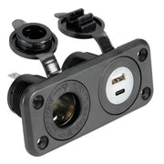 Lighter socket + USB-A + USB-C black