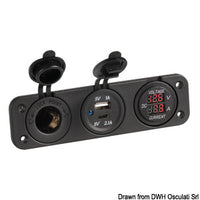 Digital voltmeter and ammeter 12V USB-A + USB-C