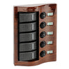 Control panel 5 flush rocker switches mahogany