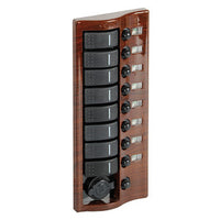 Control panel 9 flush rocker switches mahogany