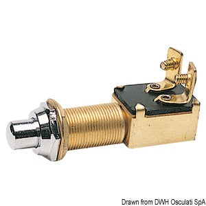 Push button chromed brass 15 x 25 mm