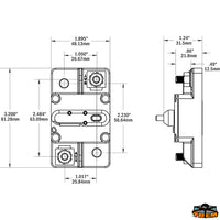 IP67 circuit breaker model 7184B - Model 7184B - Dimensions 56.64x48.26x45.21 mm - Voltage 48Vdc max - Max power60A [K1307184]