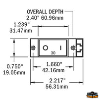 AC-DC restricted off Rocker A-series circuit breaker model 7427B - Model 7427B - Max power 10A - Screw center distance 42.16 mm - Recessed hole mm32 [K1407427]