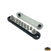 Busbar 12xM4 - 2xM6 150A - Black model - Dimensions mm 150 x 28 x h 35 - Wheelbase 134 mm [L0612202]