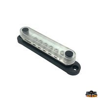 Busbar 12xM4 - 2xM6 150A - Black model - Dimensions mm 150 x 28 x h 35 - Wheelbase 134 mm [L0612202]