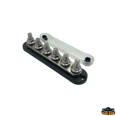 Busbar 6xM10 300A - Black model - Dimensions mm 178 x 38 x h 43 - Wheelbase 163 mm [L0610202]