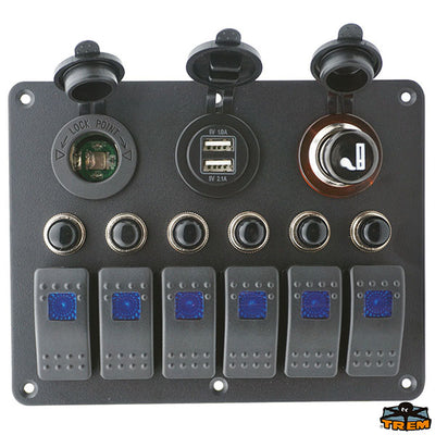 Switch panel with cigarette lighter + 2 USB + power socket Trem L0660106