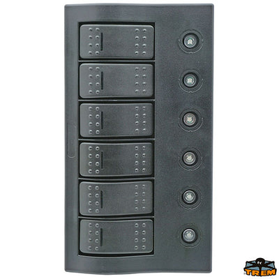 Compact switch panel with circuit breaker and LED IP66. 6 SWITCHES Trem L0660006