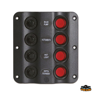 Switch panel with 4 circuit breaker and LED IP54 Trem L0610024