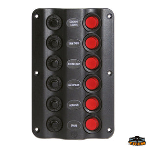 Switch panel with 6 circuit breaker and LED IP54 Trem L0610026