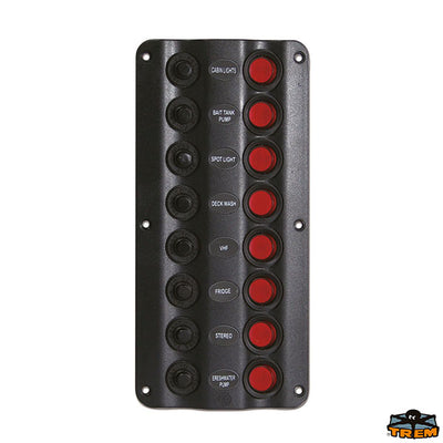 Switch panel with 8 circuit breaker and LED IP54 Trem L0608028
