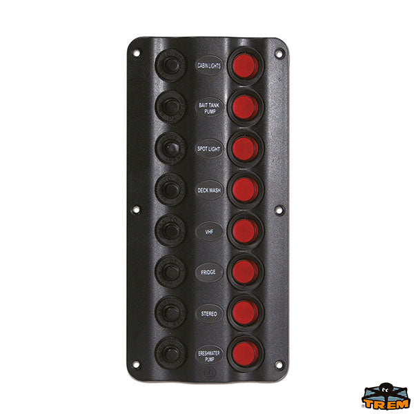 Switch panel with 8 circuit breaker and LED IP54 Trem L0608028
