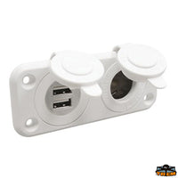 Double usb socket + cigarette lighter - White colour - Amp 2,1+1 [L0674516]