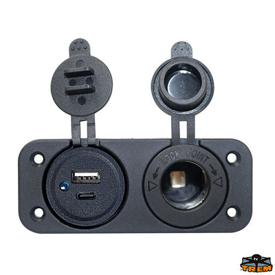 Built-in cigarette lighter socket and double USB Type A+Type C Trem L0680105