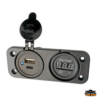 Digital voltmeter and double
USB A+C socket black colour - Black colour - Amp. 1,5+2,5 - Volts 12-24 [L0624105]