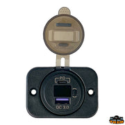 Power socket with doubleUSB A+C and voltmeter Trem L0648060