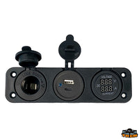 Voltmeter/Ammeterdigital, cigarette lightersocket and USB A+USB C Trem L0612080
